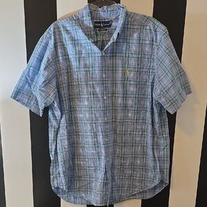 Ralph Lauren Men's Casual Blue Checkered Shirt